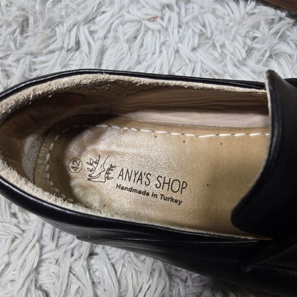 ANYA'S SHOP Womens 11/42 Barefoot Minimalist Black Leather Flats Slip-On Shoes - Picture 8 of 8